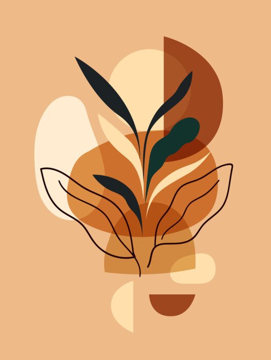 Poster Abstrakte Grafik mit Darstellung der Pflanzenwelt.