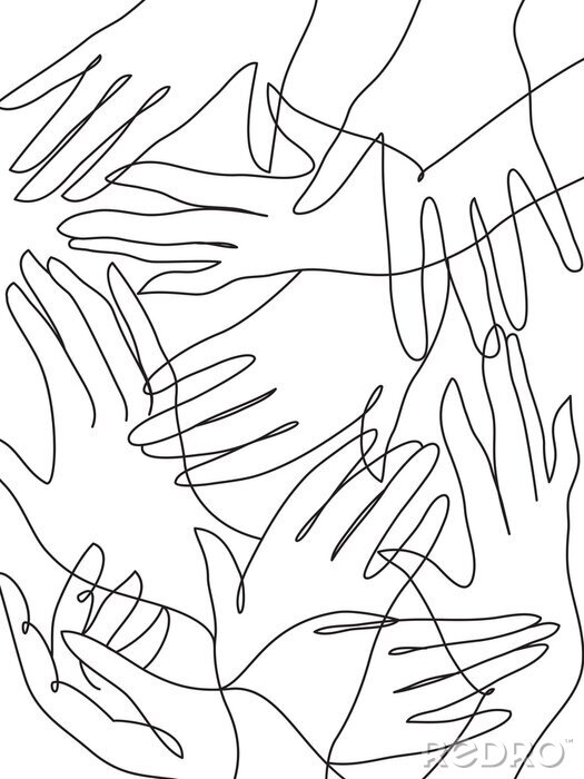 Poster Abstrakte Hände in line art