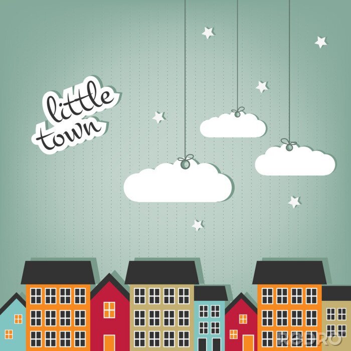 Poster Abstrakte Häuser in der Nacht