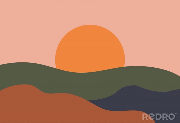 Poster Abstrakte Illustration bei Sonnenaufgang
