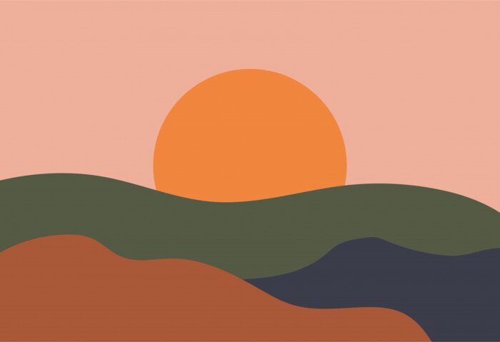 Poster Abstrakte Illustration bei Sonnenaufgang