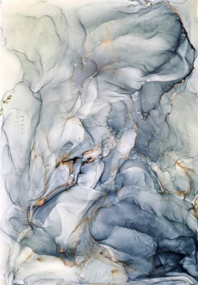 Poster Abstrakte Komposition aus grau blauem Marmor