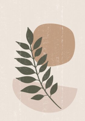 Poster Abstrakte Komposition mit einem Blatt