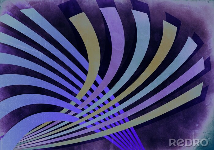 Poster Abstrakte retro 3D Streifen