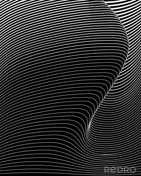 Poster Abstrakte schwarz-weiße Wellen