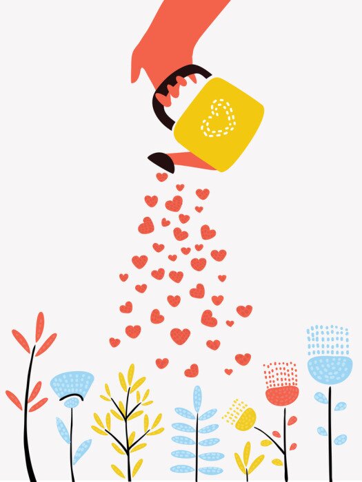 Poster Abstrakte Tulpen mit Herzen gegossen