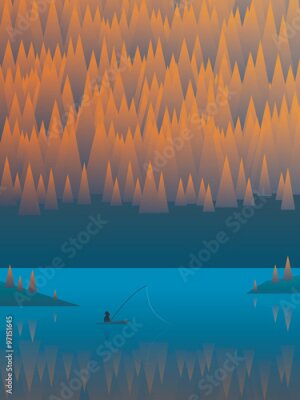 Poster Abstrakte Waldlandschaft in Form einer Grafik