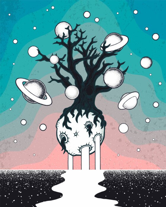 Poster Abstrakter geheimnisvoller Baum