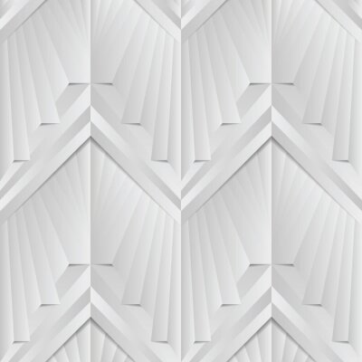 Poster Abstraktes geometrisches Muster in Weiß