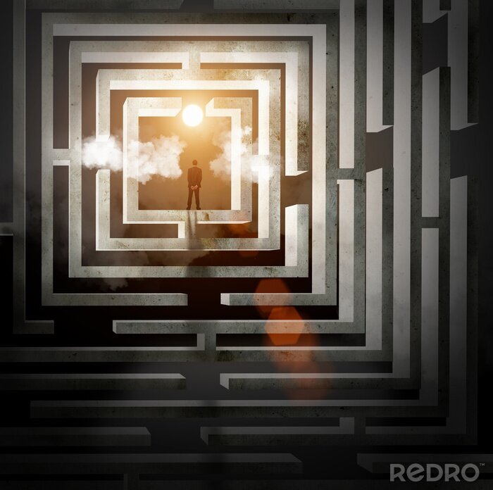 Poster Abstraktes Labyrinth mit einem Menschen