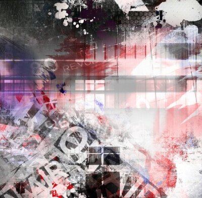 Poster Abstraktes Muster in Rot- und Grautönen