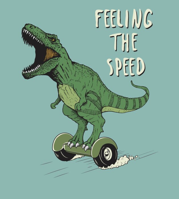 Poster Abstraktes Muster mit Dinosaurier auf einem Skateboard