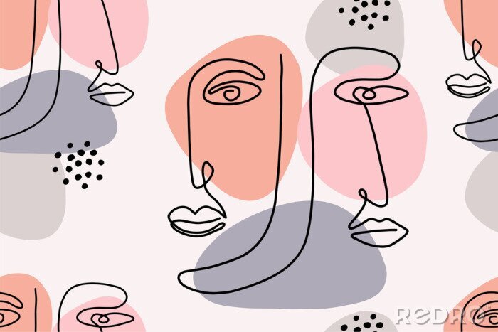 Poster Abstraktes Muster mit Gesichtern