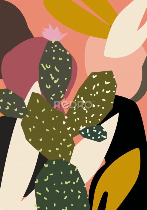 Poster Abstraktes Muster mit Kaktus