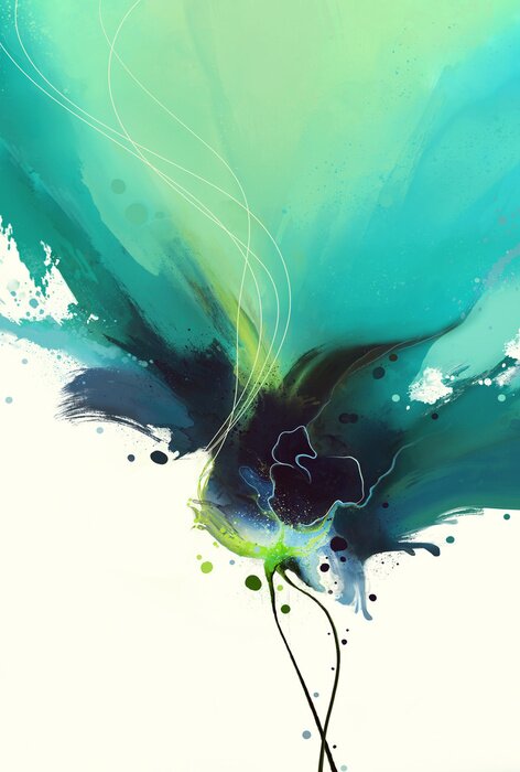 Poster Abstraktion blaue Tinte