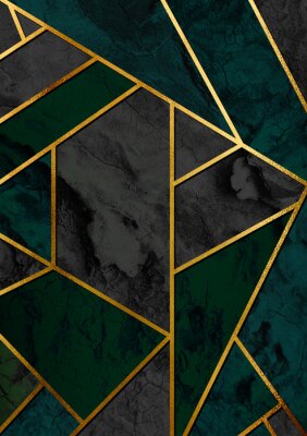 Poster Abstraktion Geometrie und Gold