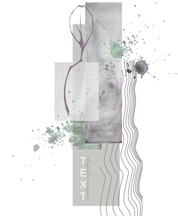 Poster Abstraktion line art und Blatt