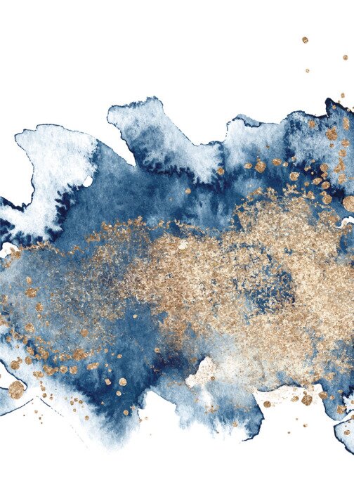 Poster Abstraktion marineblau und gold