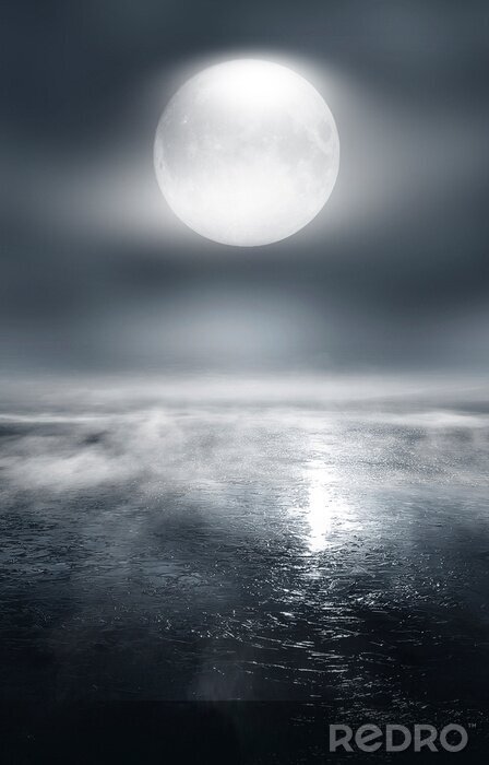 Poster Abstraktion Mond und Meer