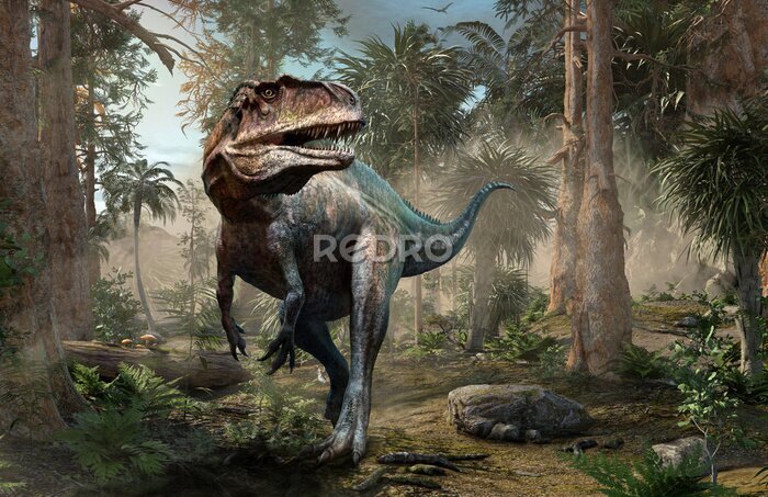 Poster Acrocanthosaurus im Dschungel