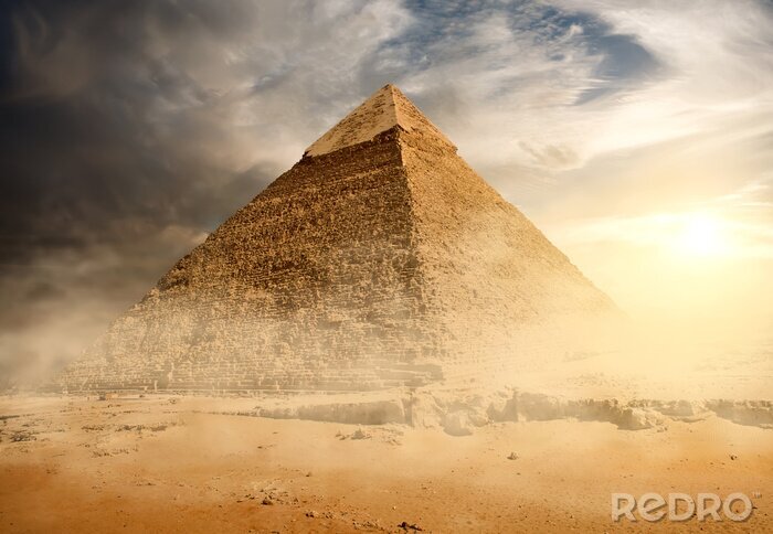 Poster Afrika die Pyramide bei Sonnenaufgang