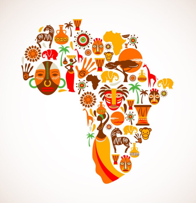 Poster Afrika und seine Symbole auf Illustration