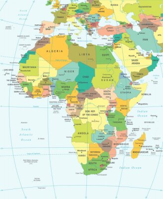 Afrikanische Länder in verschiedenen Farben
