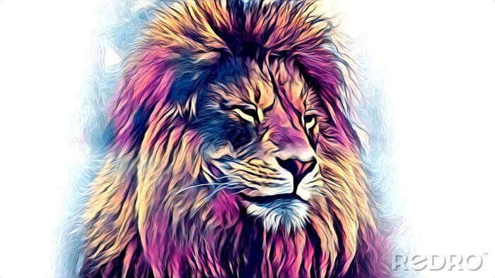 Poster Afrikanischer Löwe in Violett