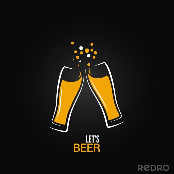 Poster Alkoholische Getränke Anstoßen mit Bier Grafik