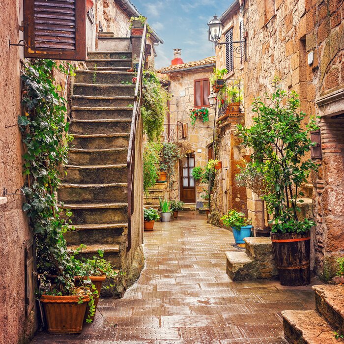Poster Alley in old town Pitigliano Tuscany Italy