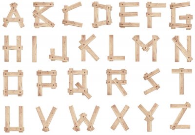 Alphabet aus Holzbrettern