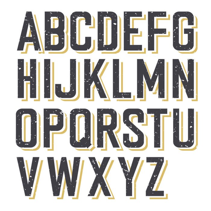 Poster Alphabet Buchstaben im Retro-Stil