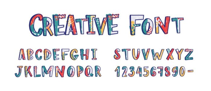 Poster Alphabet Buchstaben und Zahlen kreativ