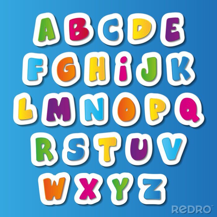 Poster Alphabet für Kinder auf blauem Hintergrund
