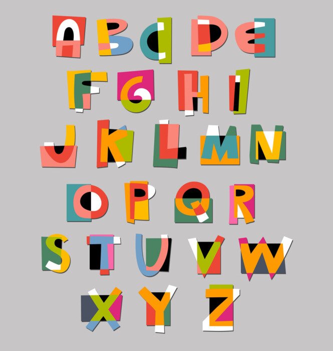Poster Alphabet Kinder aus Papier