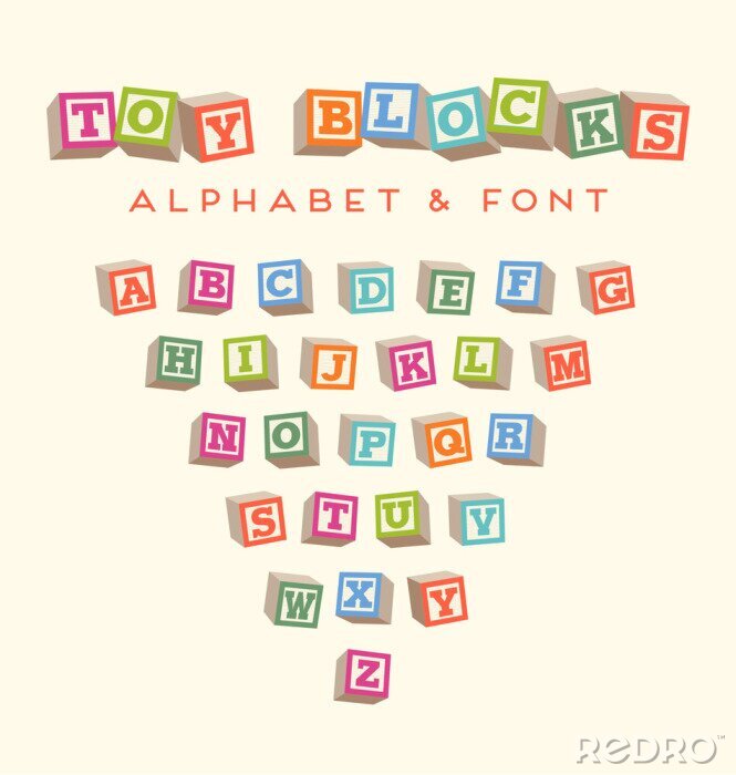 Poster Alphabet Kinder mit Bausteinen