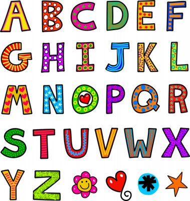 Poster Alphabet Kinder mit Mustern