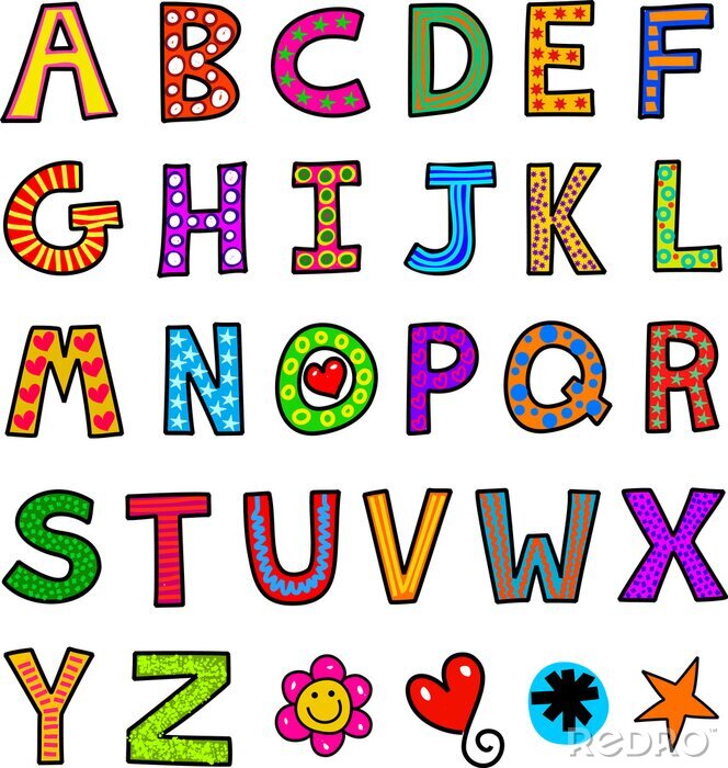 Poster Alphabet Kinder mit Mustern