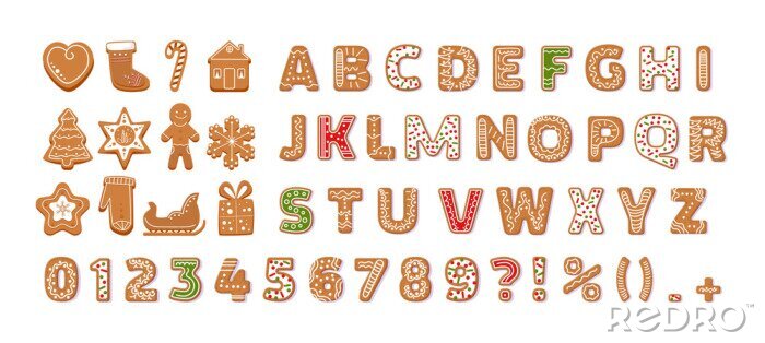 Poster Alphabet und Zahlen aus Lebkuchen