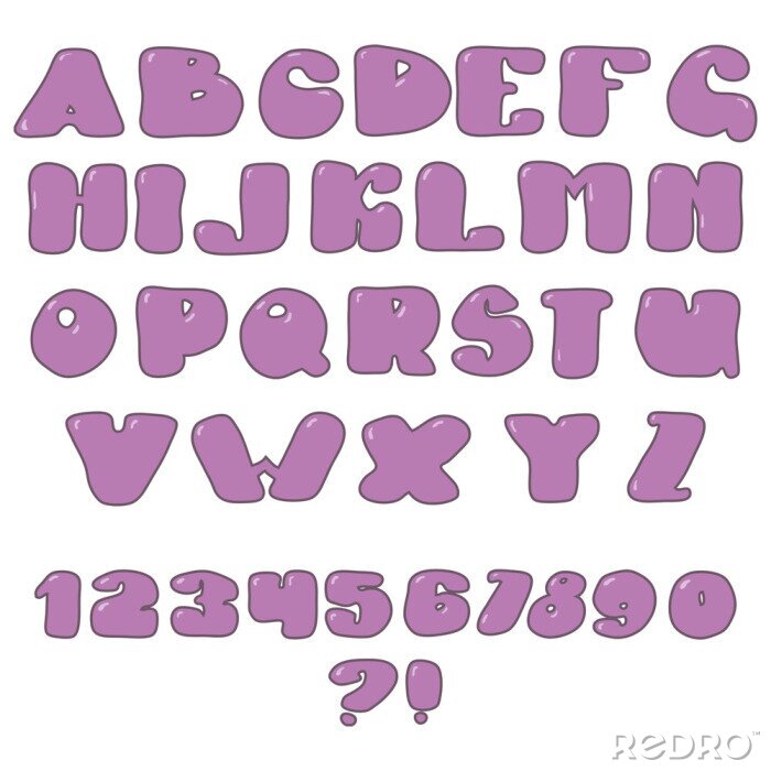 Poster Alphabet und Zahlen in Lila