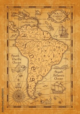 Poster Alte Karte von Südamerika