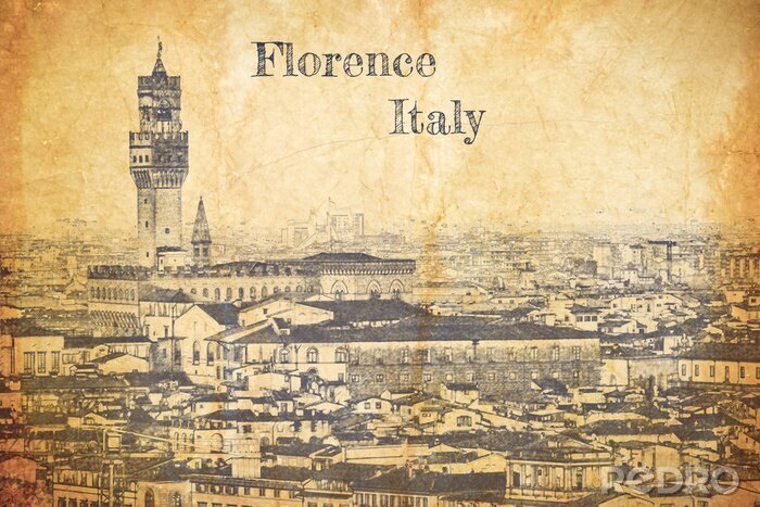 Poster Alte Postkarte aus der Hauptstadt der Toskana