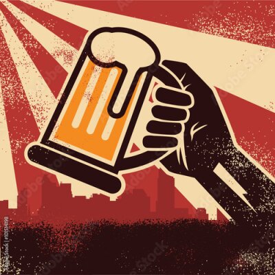 Poster Alte, stilisierte Illustration eines Bierkrugs