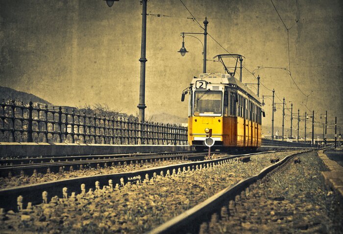 Poster Alter gelber Zug