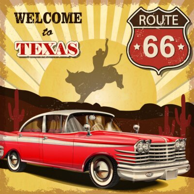 Poster Altes Auto und Texas