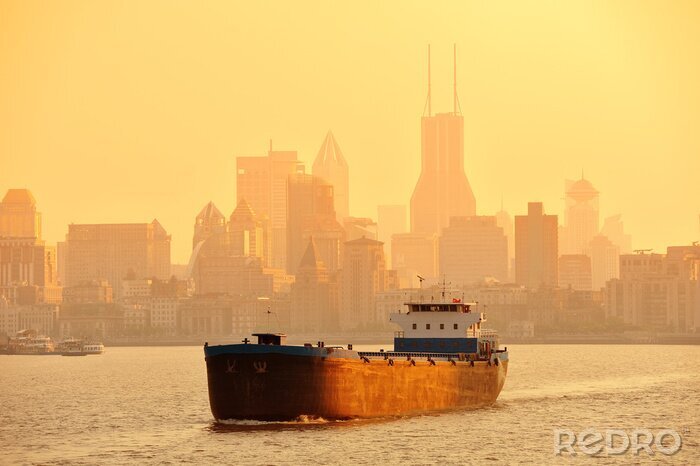 Poster Altes Fischerboot in China