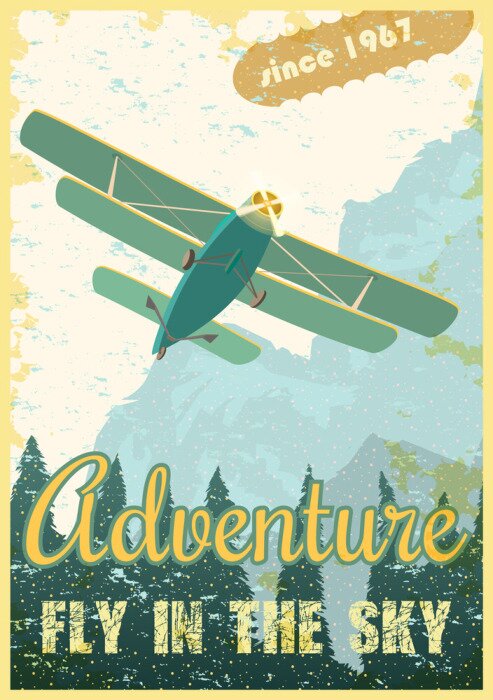 Poster Altes Vintage-Flugzeug