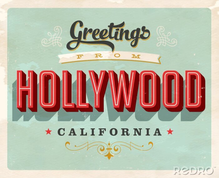 Poster Amerika Grüße aus Hollywood Retro-Grafik