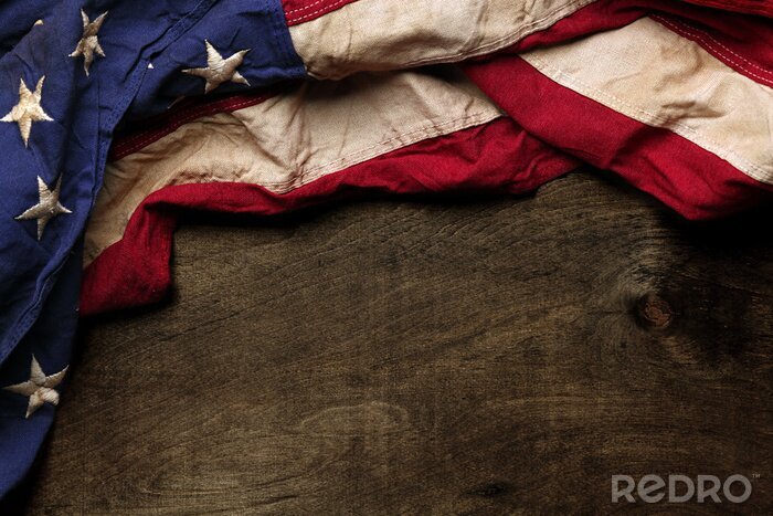 Poster Amerikanische Flagge auf Holz