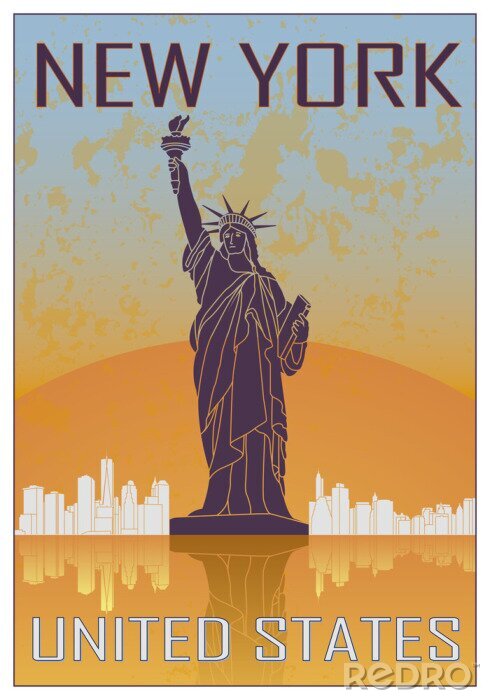 Poster Amerikanischer Staat New York Retro-Grafik